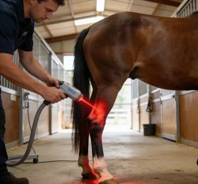 高出力レーザー療法が馬の膝関節の変形性関節症を改善（画像 1）